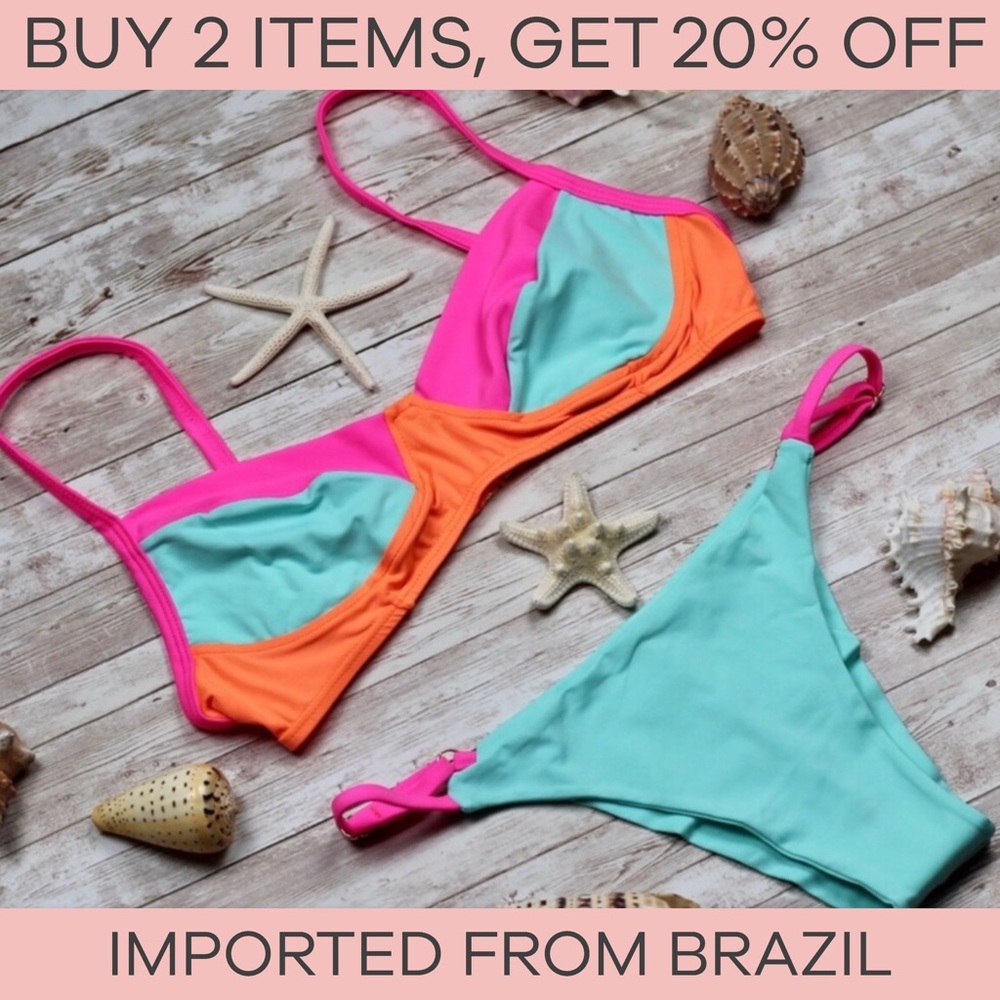 High quality Brazilian bikini set Neon top bottom - Picture 2 of 14